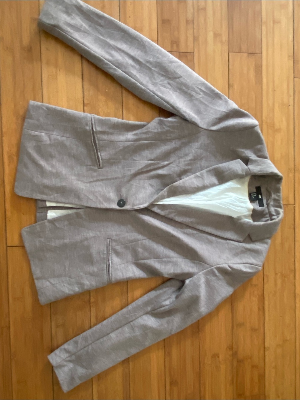 H&M Light Gray Women's Tailored Blazer Jacket Pre-owned Sz 10